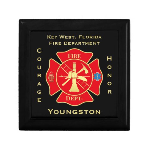 Firefighter Fire Department Maltese Cross Emblem Gift Box