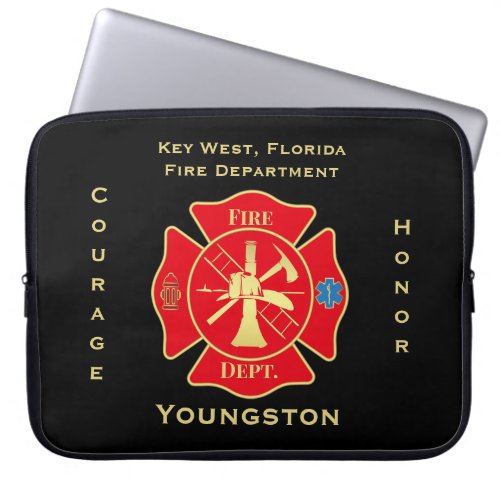 Firefighter Fire Department Maltese Cross Emblem Laptop Sleeve