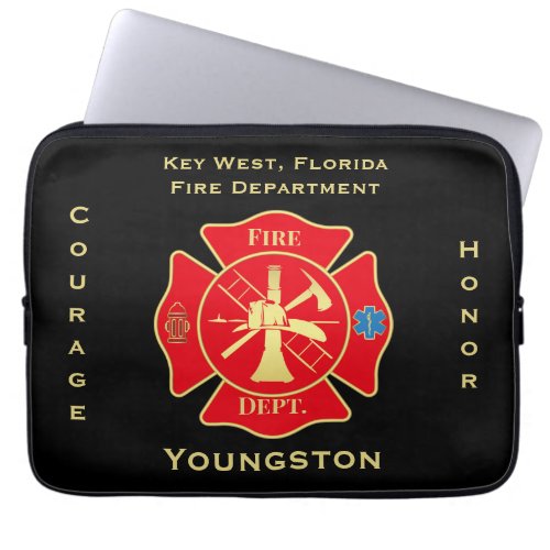 Firefighter Fire Department Maltese Cross Emblem Laptop Sleeve