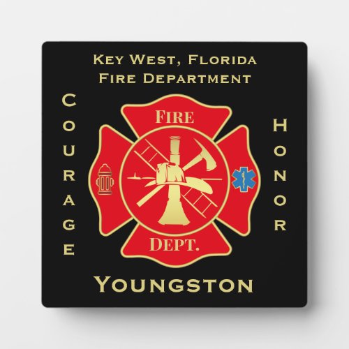 Firefighter Fire Department Maltese Cross Emblem Plaque