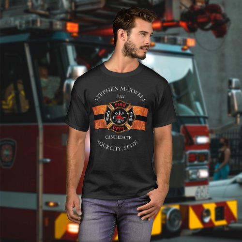 Firefighter Fire Department Name Town Status T_Shirt