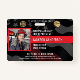 Firefighter Fire Department Photo Employee ID Badge
