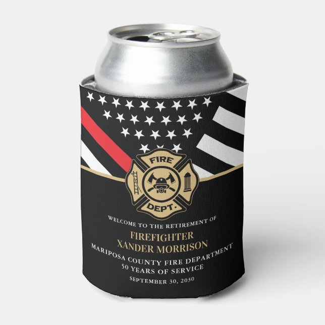 Firefighter Fire Department Retirement Fireman Can Cooler (Can Front)