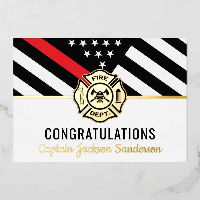 Firefighter Fire Department Retirement Fireman Foil Invitation (Front)