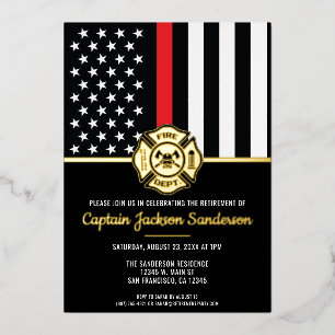Firefighter Fire Department Retirement Fireman Foil Invitation