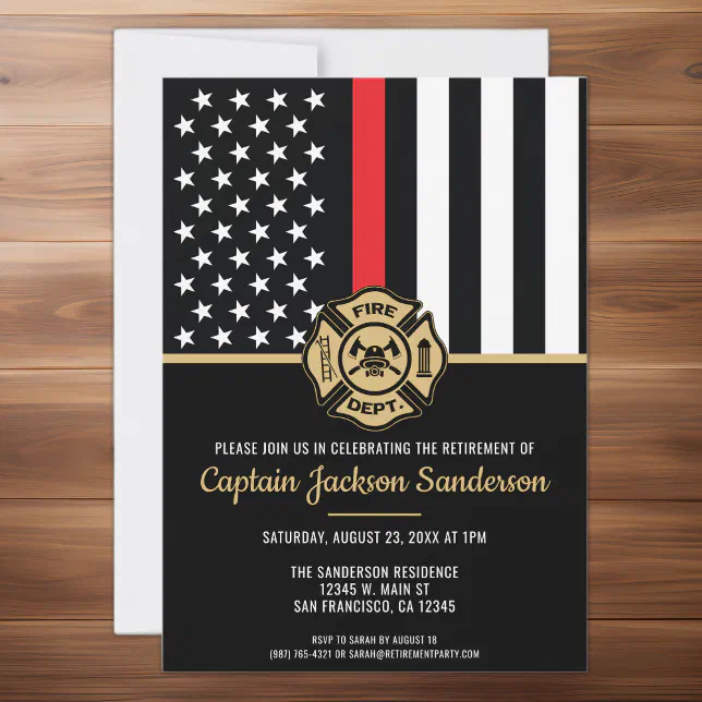 Firefighter Fire Department Retirement Fireman Invitation | Zazzle