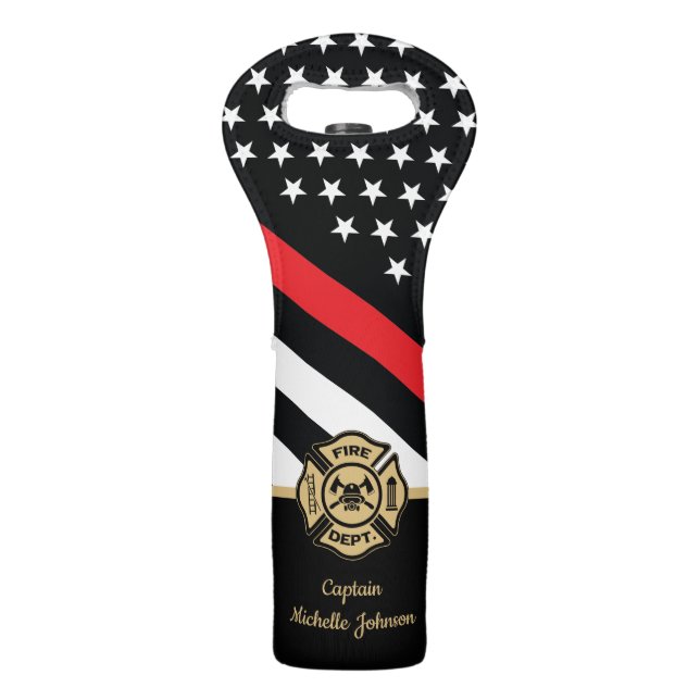 Firefighter Fire Department Retirement Fireman Wine Bag (Front)