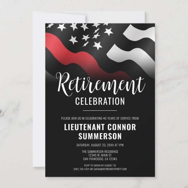 Firefighter Fire Department Retirement Party Invitation (Front)