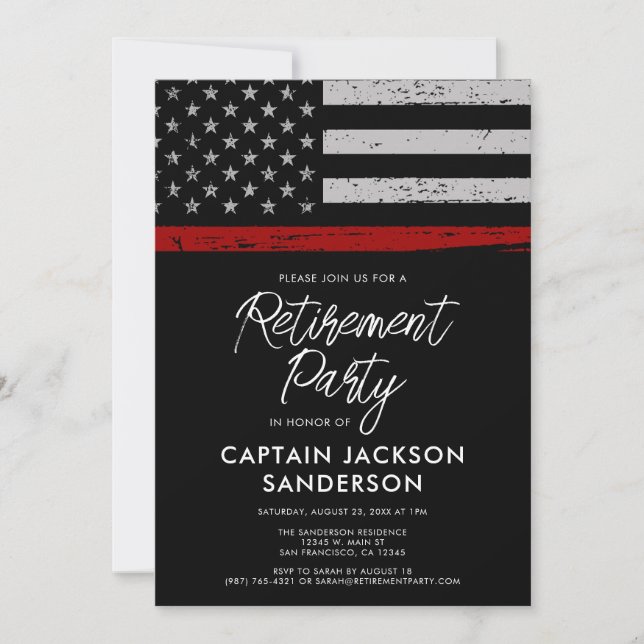 Firefighter Fire Department Retirement Party Invitation (Front)