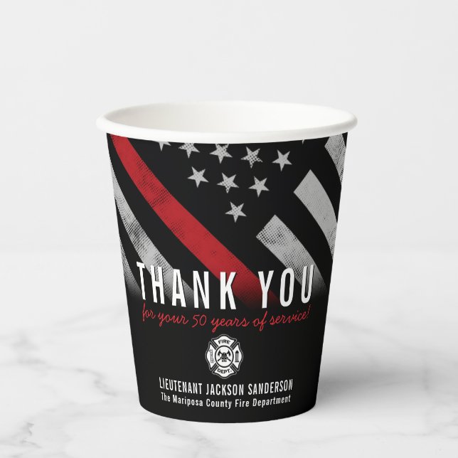 Firefighter Fire Department Retirement Party Paper Cups (Front)