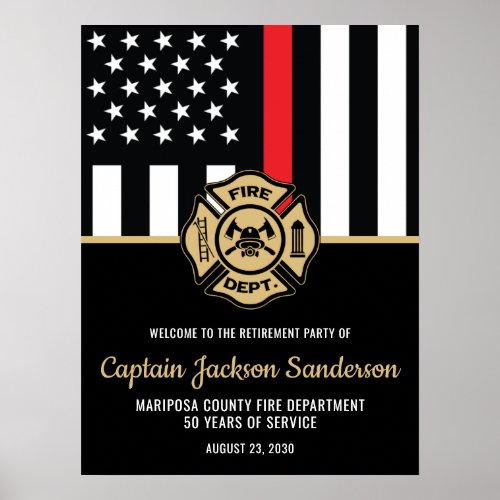 Firefighter Fire Department Retirement Party Poster