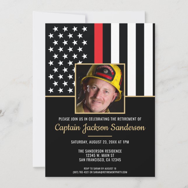 Firefighter Fire Department Retirement Photo Invitation (Front)