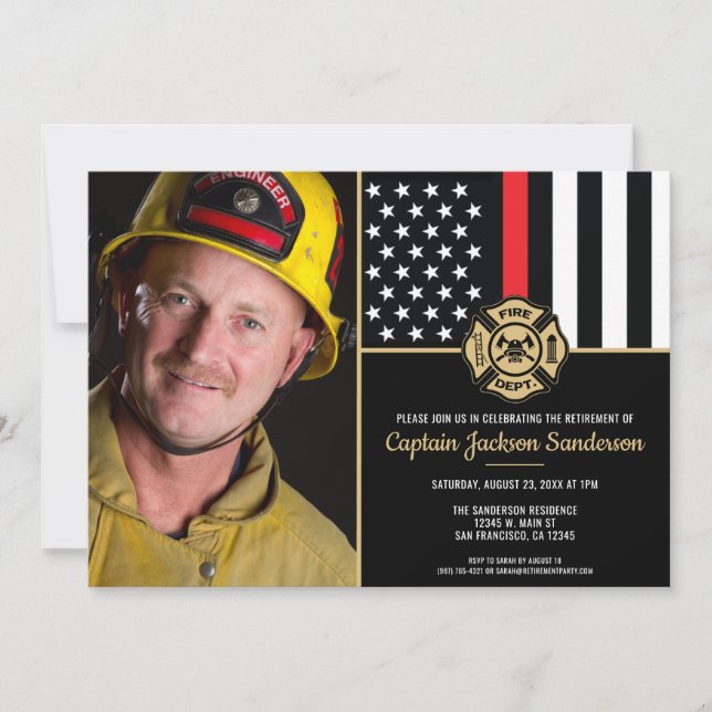 Firefighter Fire Department Retirement Photo Invitation (Front)