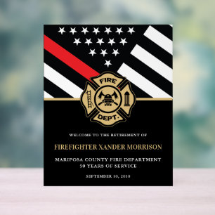 Firefighter Fire Department Retirement Welcome Acrylic Sign