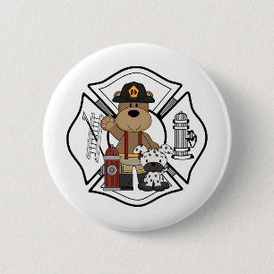 Firefighter Fire Dept Bear Pinback Button