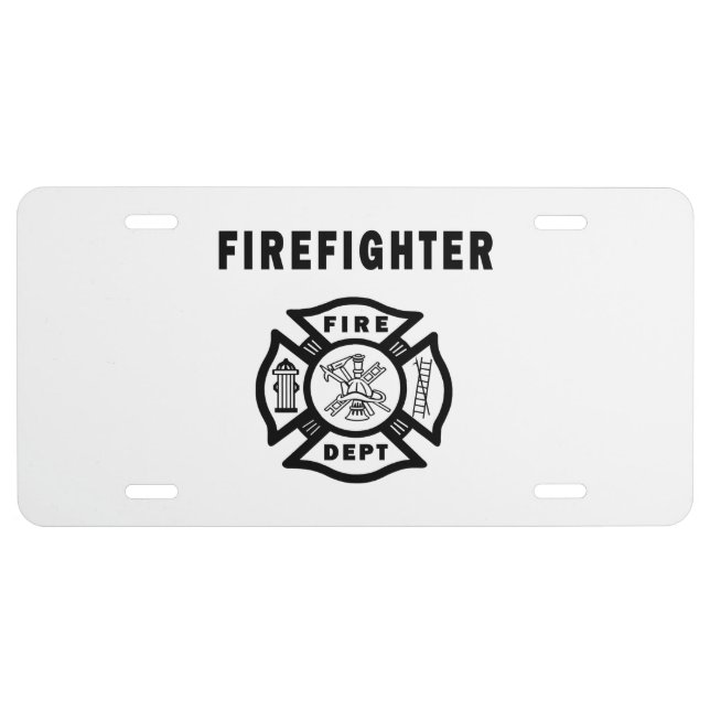 Firefighter Fire Dept License Plate (Front)