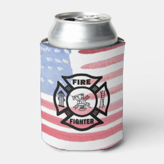 Firefighter Fire Dept Logo    Can Cooler