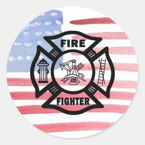 Firefighter Fire Dept Logo  Classic Round Sticker