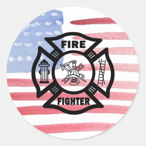 Firefighter Fire Dept Logo Classic Round Sticker