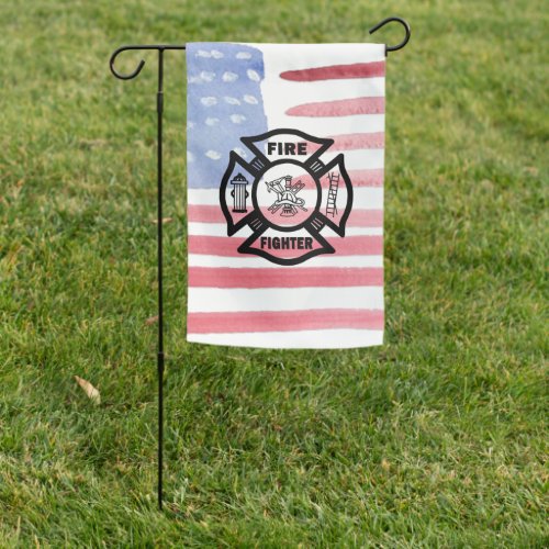 Firefighter Fire Dept Logo    Garden Flag