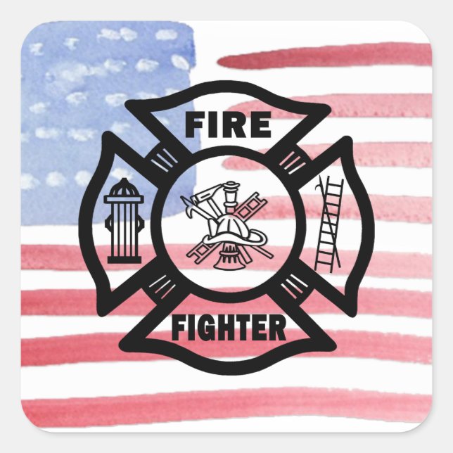 Firefighter Fire Dept Logo   Square Sticker (Front)