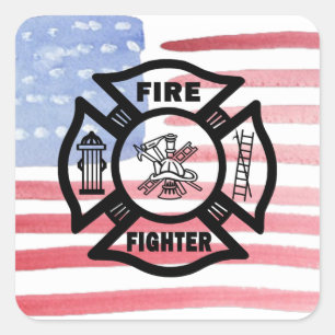 Firefighter Fire Dept Logo   Square Sticker