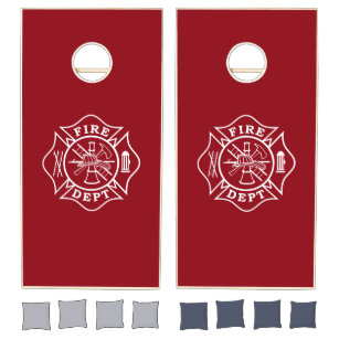 LAMINATED Firefighter Thin Red Line Axe Cornhole Board Skin Wrap Decal SET 