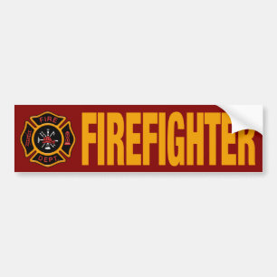 Firefighter Fire Engine Red Bumper Sticker