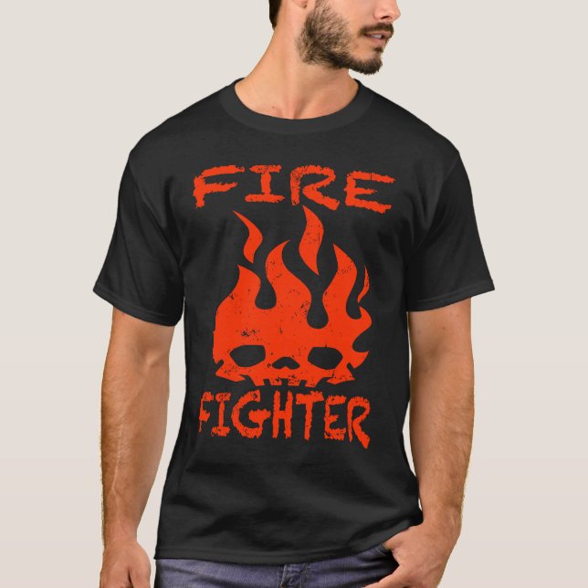 Firefighter Fire Face  Fire Flames Fire Fighter Fi T-Shirt (Front)