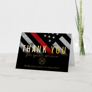 Firefighter Fire Flag First Responder Thank You Foil Greeting Card