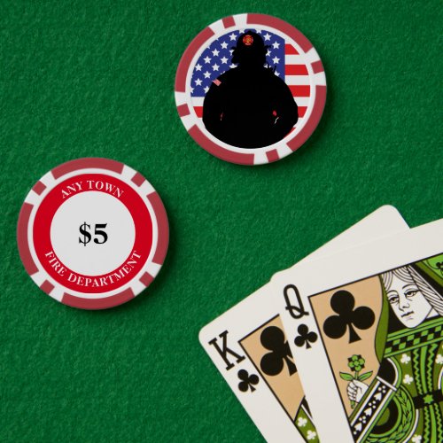 Firefighter Fire Rescue American Flag Poker Chips