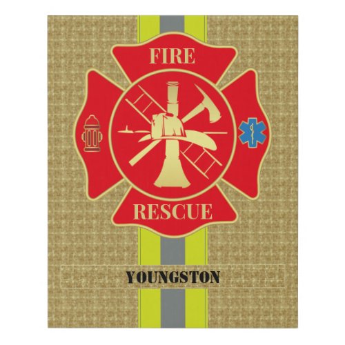 Firefighter Fire Rescue Bunker Gear Maltese Cross Faux Canvas Print