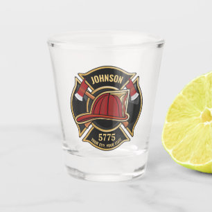 Firefighter Fire Rescue Department USA Flag Custom Shot Glass