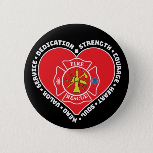 Firefighter Fire Rescue Hero Heart Button