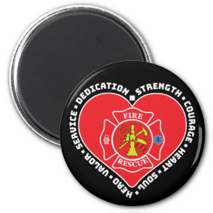 Firefighter Fire Rescue Hero Heart Magnet