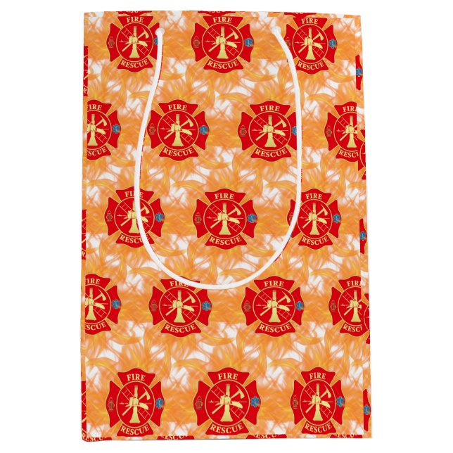 Firefighter Fire Rescue Maltese Cross Fire Medium Gift Bag (Front)