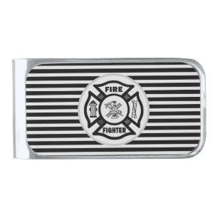 Firefighter Fire Rescue   Silver Finish Money Clip