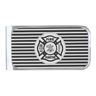 Firefighter Fire Rescue   Silver Finish Money Clip