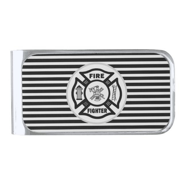 Firefighter Fire Rescue   Silver Finish Money Clip (Front)