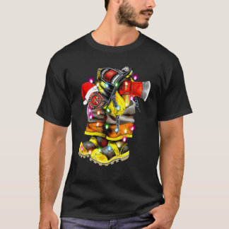 Firefighter Fire Shoes Christmas Light Led Xmas Gi T-Shirt
