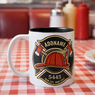 Firefighter Fire Station Department Badge - Custom Two-Tone Coffee Mug
