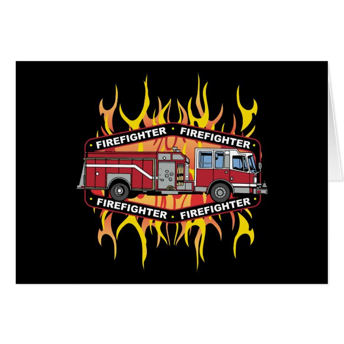 Firefighter Fire Truck Card