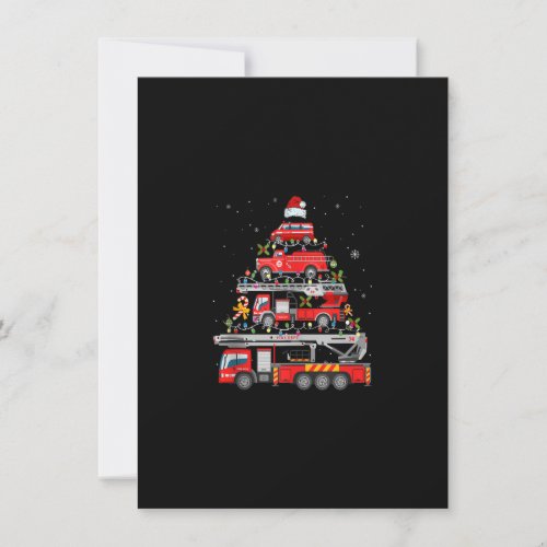 Firefighter Fire Truck Christmas Tree Lights Santa Invitation