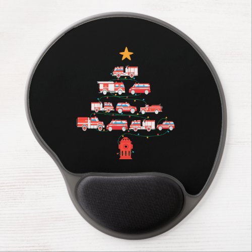 Firefighter Fire Truck Christmas TreePng Gel Mouse Pad