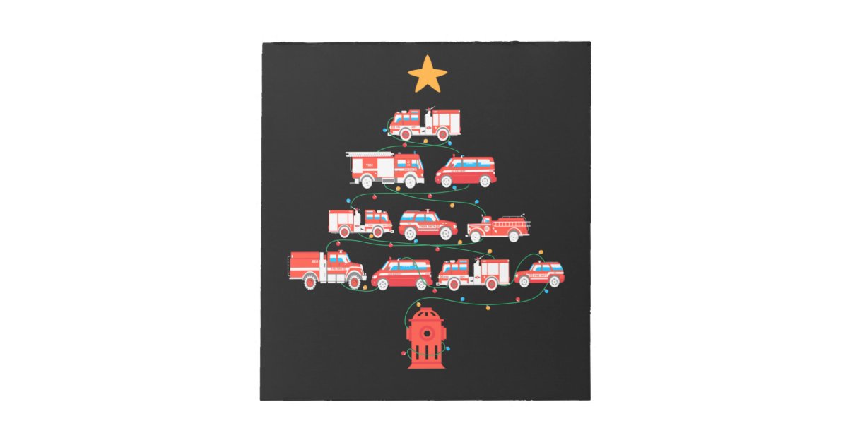 Firefighter Fire Truck Christmas Tree.Png Notepad | Zazzle