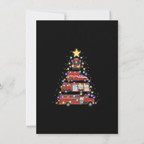 Firefighter Fire Truck Christmas Tree Santa Xmas L Invitation