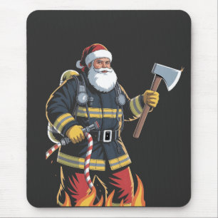 Firefighter Fire Truck Christmas Tree Santa Xmas   Mouse Pad