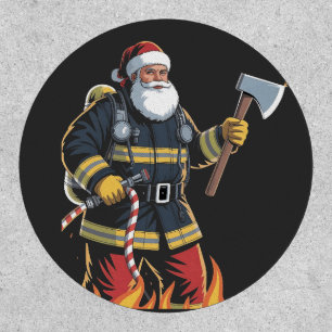 Firefighter Fire Truck Christmas Tree Santa Xmas Patch