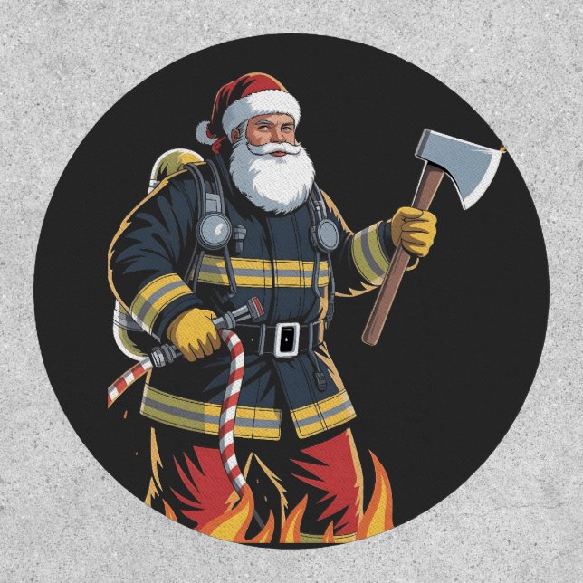 Firefighter Fire Truck Christmas Tree Santa Xmas   Patch (Front)