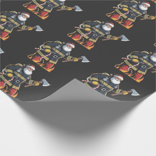Firefighter Fire Truck Christmas Tree Santa Xmas   Wrapping Paper